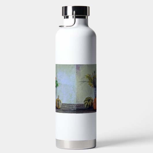 Herfst stilleven met pompoenen, bloemen waterfles (Rechts)