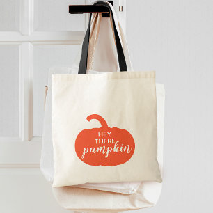 Herfst Stof Oranje Hallo Daar Pompoen Tote Bag