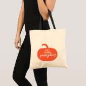 Herfst Stof Oranje Hallo Pompoen Tote Bag (Voorkant (product))