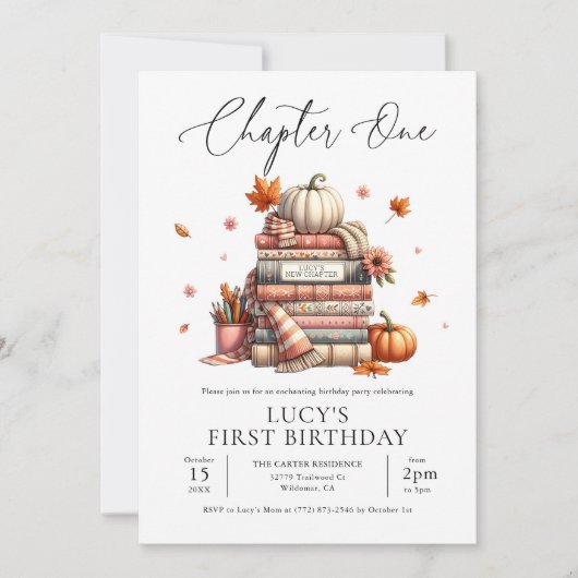 Herfst Storybook Eerste Verjaardag Chapter One Aut Kaart (Voorkant)