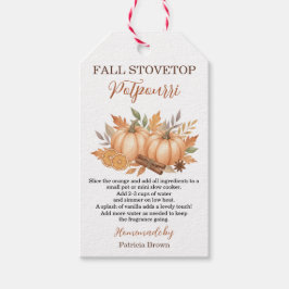 Herfst Stovetop Potpourri Recept Label met Pompoen Cadeaulabel