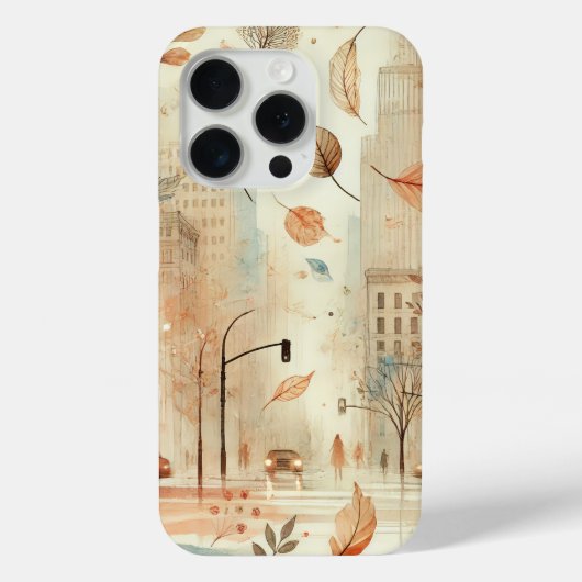 Herfst straat scene iPhone case (Achterkant)