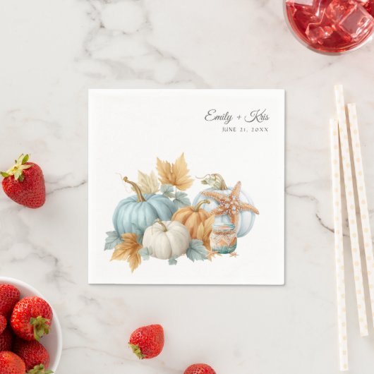 Herfst strand bruiloft pompoen servet (Insitu)