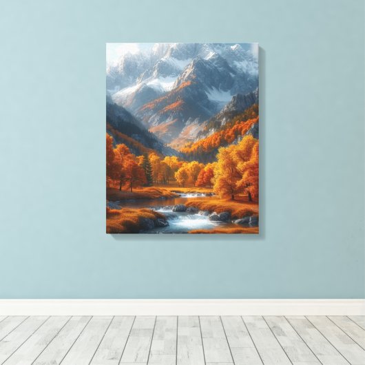 Herfst Stream Canvas Afdruk (Insitu (Houten vloer))