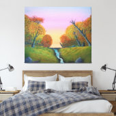 Herfst Stream met Trees Korea Canvas Afdruk (Insitu (Slaapkamer))