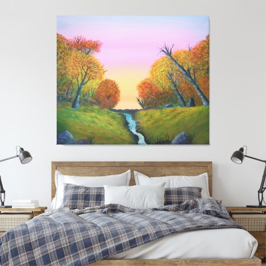 Herfst Stream met Trees Korea Canvas Afdruk (Insitu (Slaapkamer))