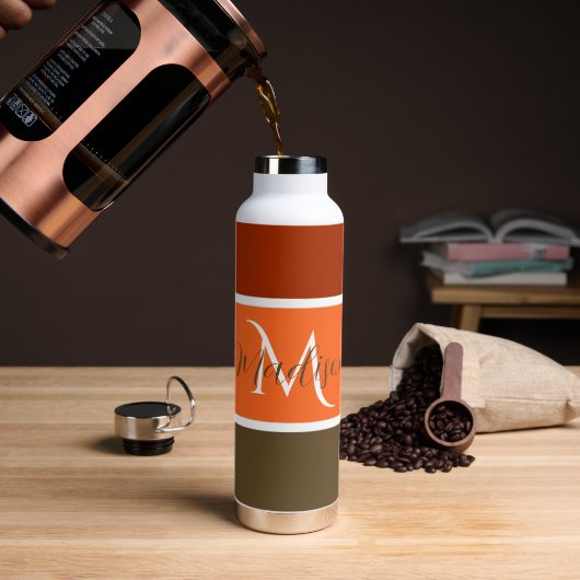 Herfst strepen gepersonaliseerd waterfles (Koffie)