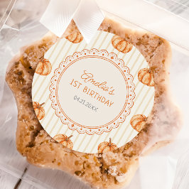 Herfst Strepen Kleine Pompoen Baby Shower Sticker