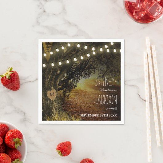 Herfst String Lights Eiken Boom Bruiloft Servetten (Insitu)
