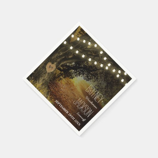 Herfst String Lights Eiken Boom Bruiloft Servetten (Hoek)