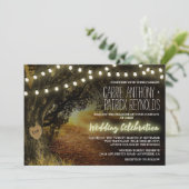 Herfst String Lights Eikenboom bruiloft uitnodigin Kaart (Staand voorkant)
