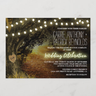 Herfst String Lights Eikenboom bruiloft uitnodigin Kaart