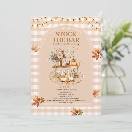 Herfst String Lights Stock De Bar Paar Douche Kaart (Staand voorkant)