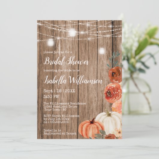 Herfst String of Lights & Mason Jar Vrijgezellenfe Kaart (Staand voorkant)