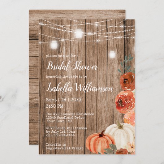 Herfst String of Lights & Mason Jar Vrijgezellenfe Kaart (Voorkant / Achterkant)