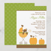 Herfst Stroller Baby Shower-uitnodigingen Kaart (Voorkant / Achterkant)
