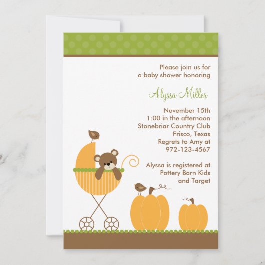 Herfst Stroller Baby Shower-uitnodigingen Kaart (Voorkant)