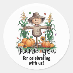 Herfst Strooien Vogelverschrikker Thanksgiving Dan Ronde Sticker