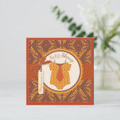 Herfst Stropdas en herfst Damask Vine Boy Baby sho Kaart (Staand voorkant)