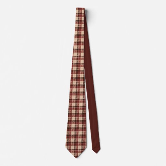 Herfst Stropdas in Bruin en Rood Plaid (Voorkant)