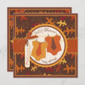 Herfst Stropdassen en herfst bladeren Baby shower Kaart (Voorkant / Achterkant)