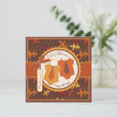 Herfst Stropdassen en herfst bladeren Baby shower Kaart (Staand voorkant)