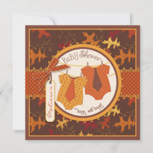 Herfst Stropdassen en herfst bladeren Baby shower  Kaart