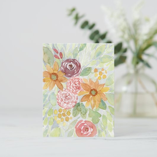 Herfst Sunflower Bouquet  Briefkaart (Staand voorkant)