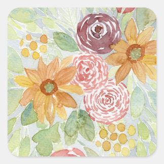 Herfst Sunflower Bouquet Vierkante Sticker