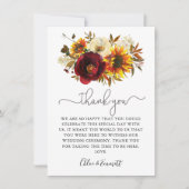 Herfst Sunflower Burgundy Floral Wedding Bedankkaart (Voorkant)