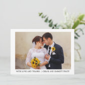 Herfst Sunflower Floral Photo Wedding Bedankkaart (Staand voorkant)