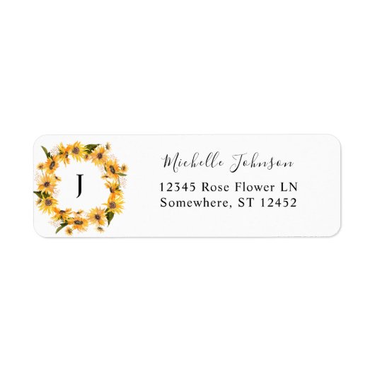 Herfst Sunflower Floral Return Address Label (Voorkant)