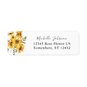 Herfst Sunflower Floral Return Address Label