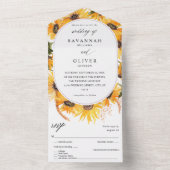 Herfst Sunflower Floral Wedding All In One Uitnodiging (Binnen)