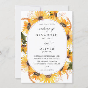 Herfst Sunflower Floral Wedding Kaart