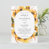 Herfst Sunflower Floral Wedding - White Kaart (Staand voorkant)