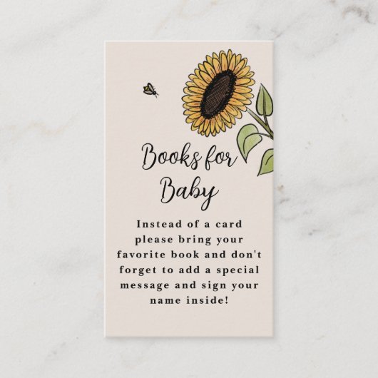 Herfst Sunflower Harvest Baby shower Book Request Informatiekaartje (Voorkant)