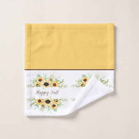Herfst Sunflower lijst met aanpasbare tekst Bath Bad Handdoek (Wasdoekje)