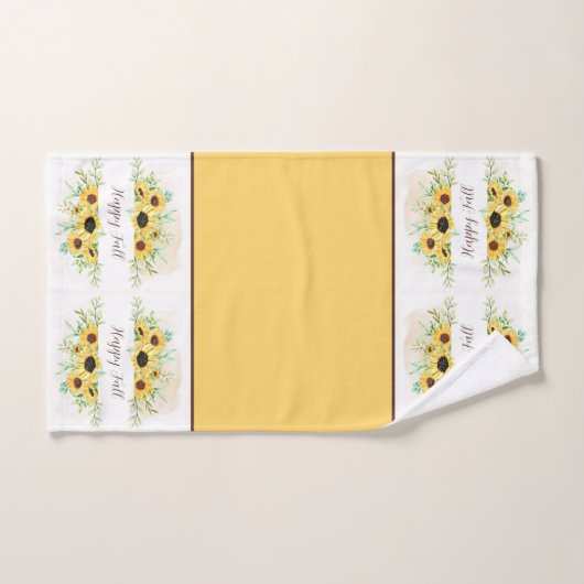 Herfst Sunflower lijst met aanpasbare tekst Bath Bad Handdoek (Handdoek)