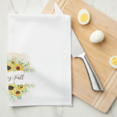 Herfst Sunflower lijst met aanpasbare tekst Theedoek (Quarter Fold)