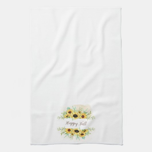 Herfst Sunflower lijst met aanpasbare tekst Theedoek (Verticaal)