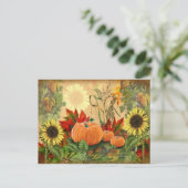 Herfst Sunflower Pumpkin Autumn Briefkaart (Staand voorkant)