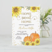 Herfst Sunflower Pumpkin Housewarming Party Kaart (Staand voorkant)