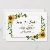 Herfst Sunflower Rustic Barn Wedding Save the Date (Voorkant)