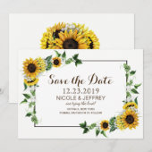Herfst Sunflower Rustic Barn Wedding Save the Date (Voorkant / Achterkant)