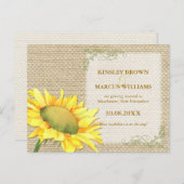 Herfst Sunflower Rustic Burlap Wedding Save the Da Aankondigingskaart (Voorkant / Achterkant)