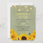 Herfst Sunflower Sage Wood string of Lights Weddin Kaart (Voorkant)