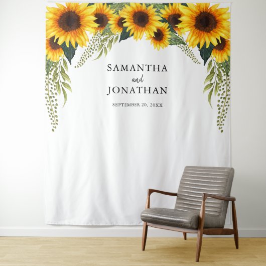Herfst Sunflower Weddenschap Foto Booth Backdrop Wandkleed (In situ)