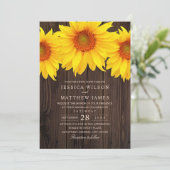 Herfst Sunflower Wedding Rustic Country Barn Kaart (Staand voorkant)