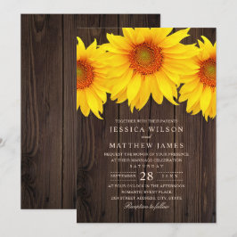 Herfst Sunflower Wedding Rustic Country Barn Kaart